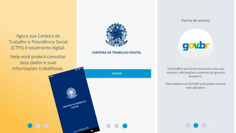telas de login carteria de trabalho digital